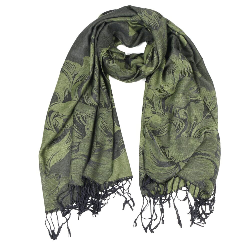 3983 Women's Pashmina Shawls And Wraps Reversible Floral Flower Rave Scarf - Picture 2 of 5